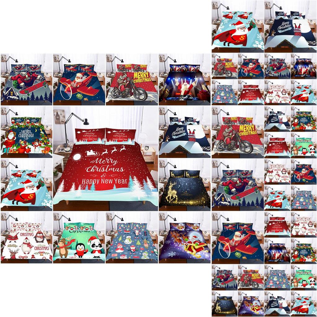 Santa Claus Christmas Quilt Duvet Cover Set For Cozy Holiday Nights**