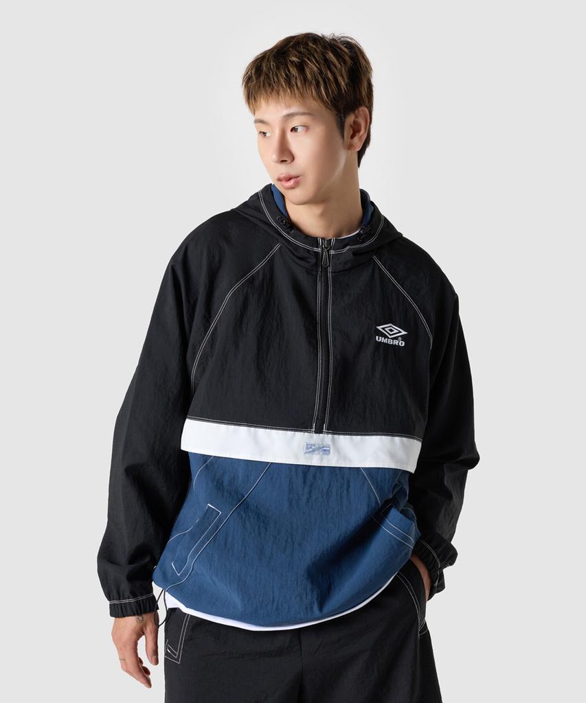 Umbro Crispy Taslan Long Sleeve Hooded Anorak Navy (Uq323Cwt91) (A Type)