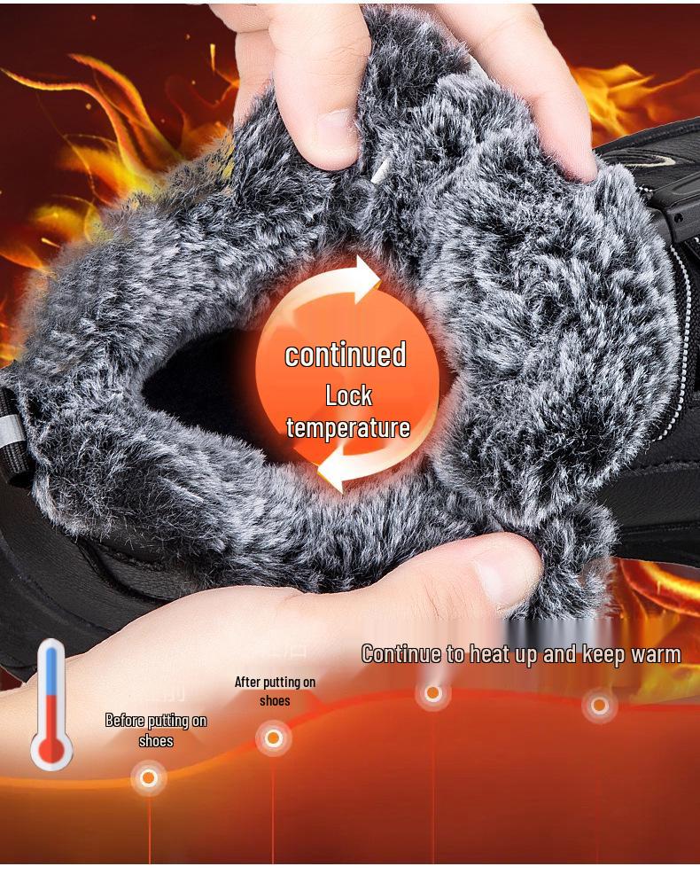 Warm Leather & Fur Walking Shoes for Elderly - Non-Slip, Soft Sole, Thickened Outdoor Footwear