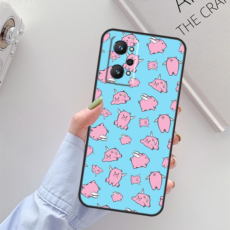 

Cartoon Pig For Realme C61 C75 C55 C51 C21Y C25S C67 C53 13 12 10 11 14 Pro Plus GT 6T 6 5 GT7 Pro Case Realme 12 Pro