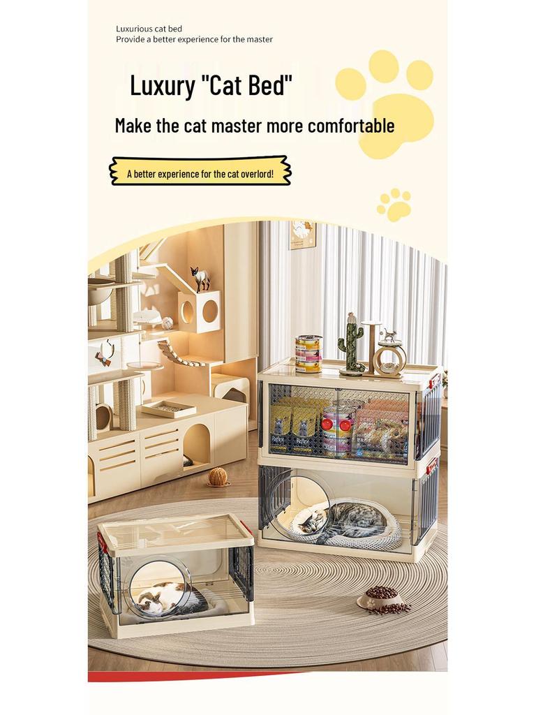 In-Stock Multi-layer Foldable Transparent Cat Bed & Toy Storage Cabinet