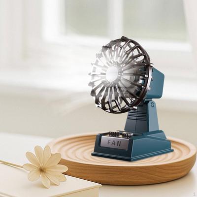 Mini Desk Fan Air Circulator Rechargeable Adjustable Head Retro Design Portable Personal for Cooling