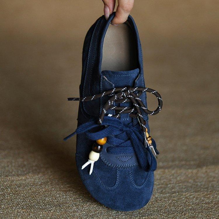 How ugly is it? Frosted cowhide blue Dexun shoes women's fashion casual shoes 2025 new autumn leather women's shoes single shoes