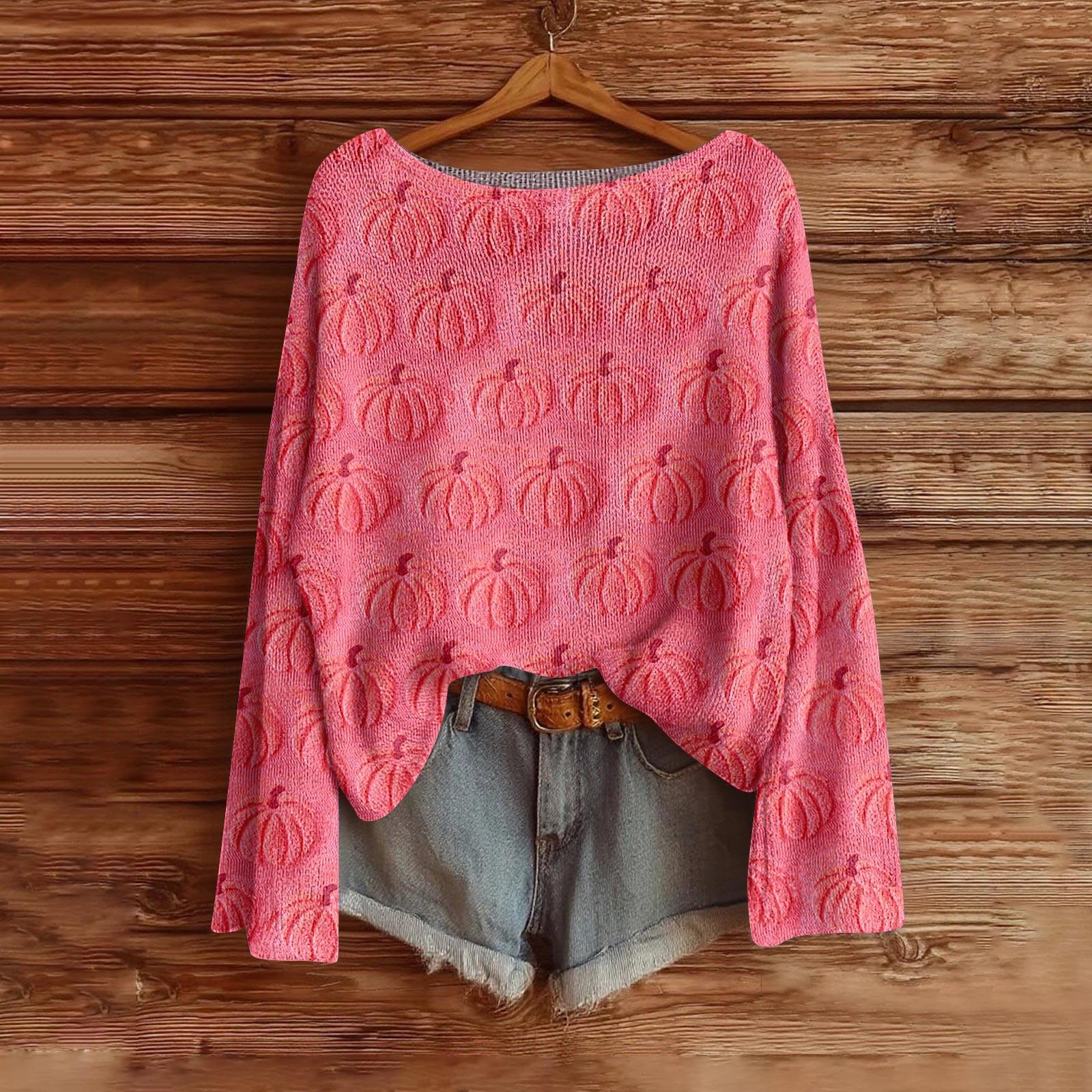 

Женский модный свитер с длинным рукавом и принтом на Хэллоуин S