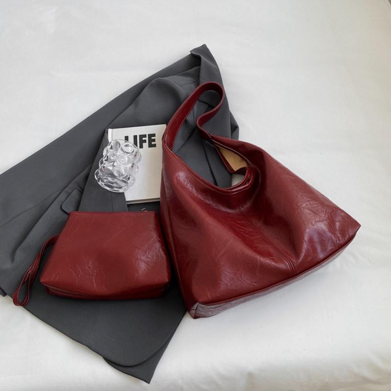 Soft PU Leather Shoulder Bag for Women Wedding Totes All-match Commuter Underarm Bag Fashion Large Capacity Handbag