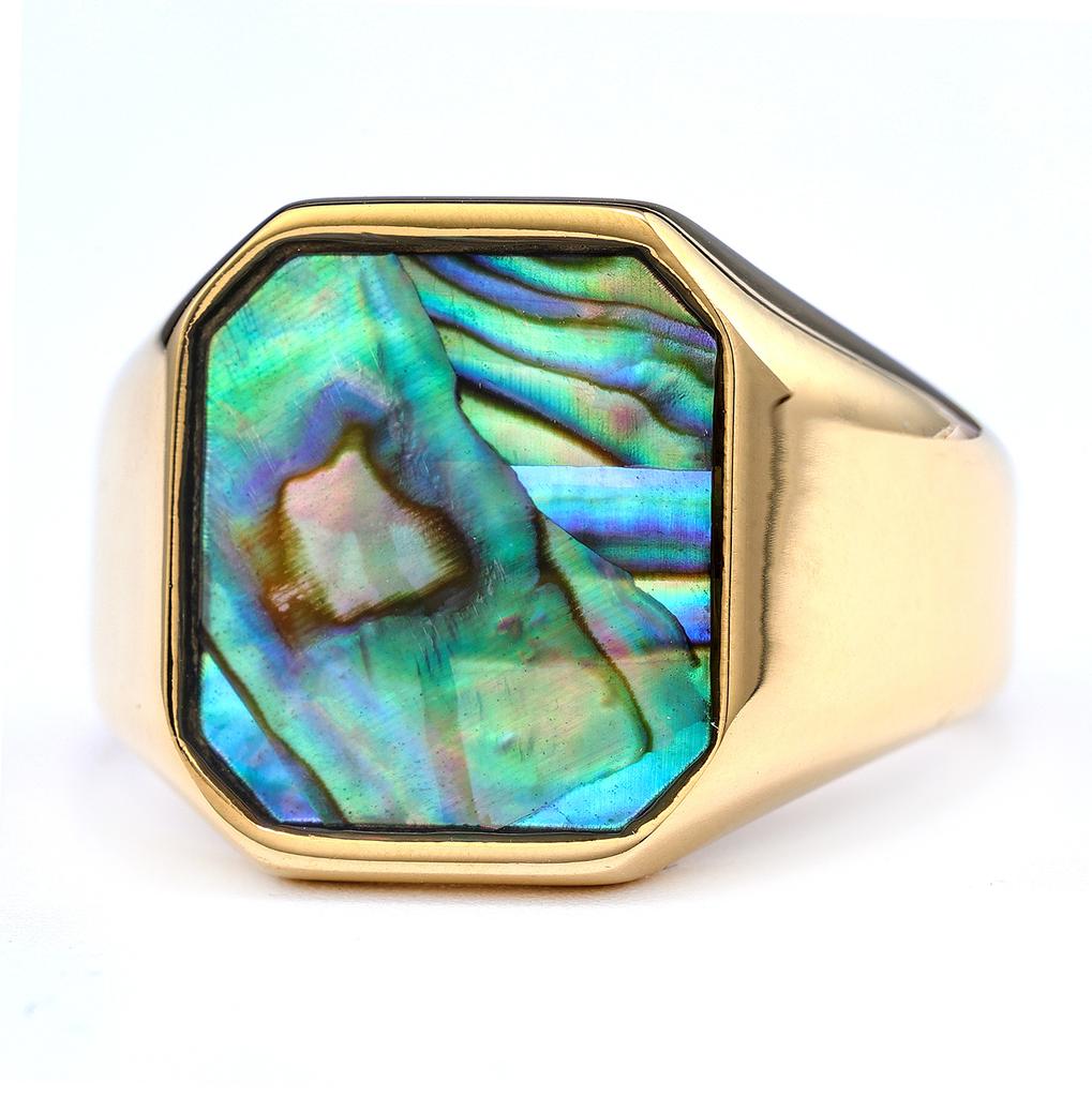 Simple Fashion Abalone Shell Glow Ring Stainless Steel Shell Unique Jewelry