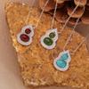 Natural Garnet Turquoise Hetian Jade Lapis Lazuli Nanhong Gourd Pendant Necklace Women'S Set S925 Sterling Silver Colored Treasure