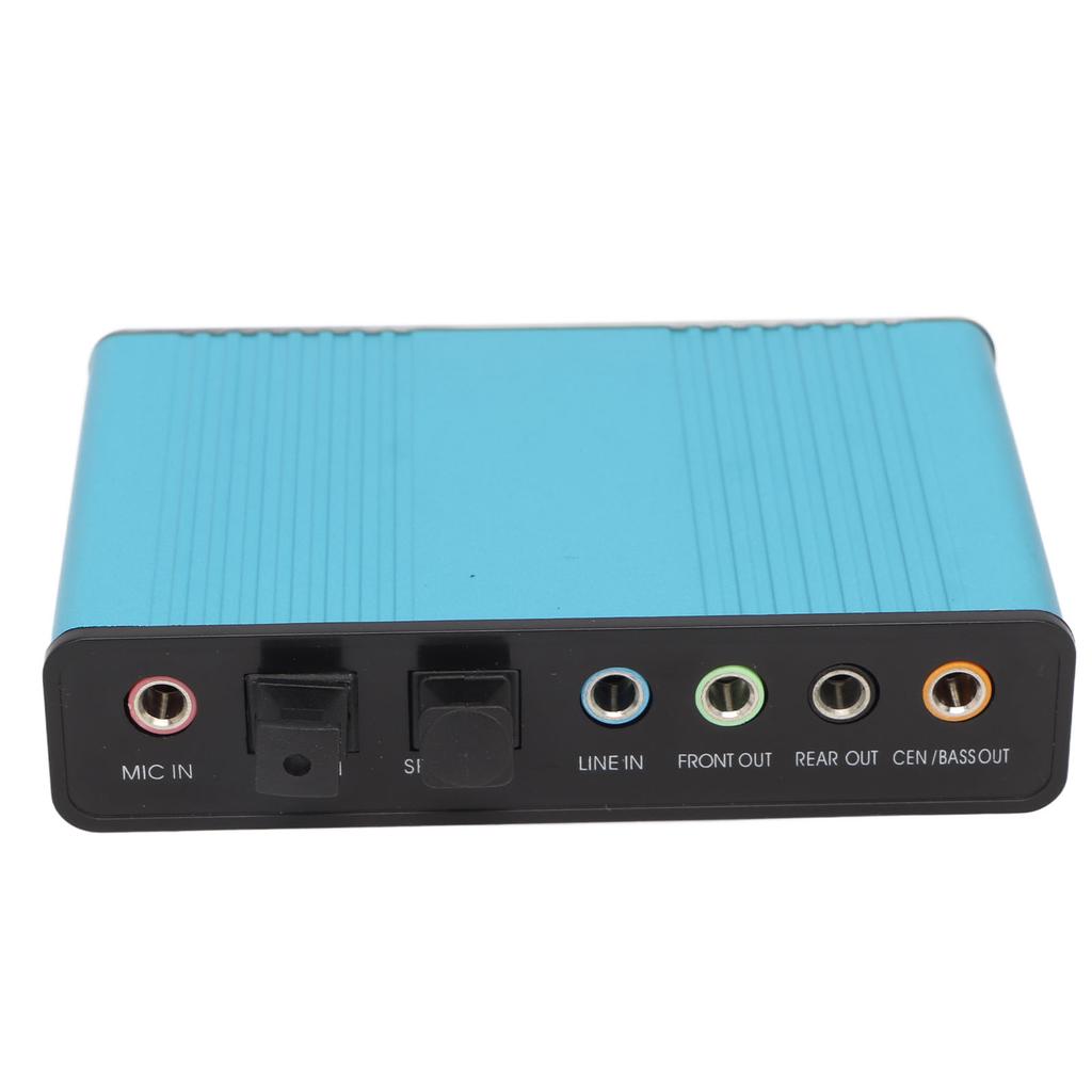 USB Sound Card 6 Channel 48kHz Sampling Rate Analog Play Recording External Sound Card for PC Laptop Computer