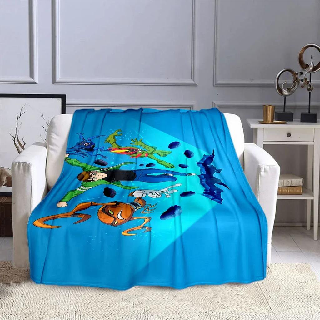 Cartoon B-Ben 10 Hero Anime Blanket Children's Blanket High Quality Flannel Blanket Soft Comfortable Home Travel Blankets