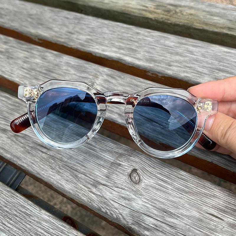 Occhiali da Sole in Acetato di Alta Qualità per Uomo Donna Montature Ovali Rotonde Stile Giapponese Designer Occhiali da Guida Viaggio UV400