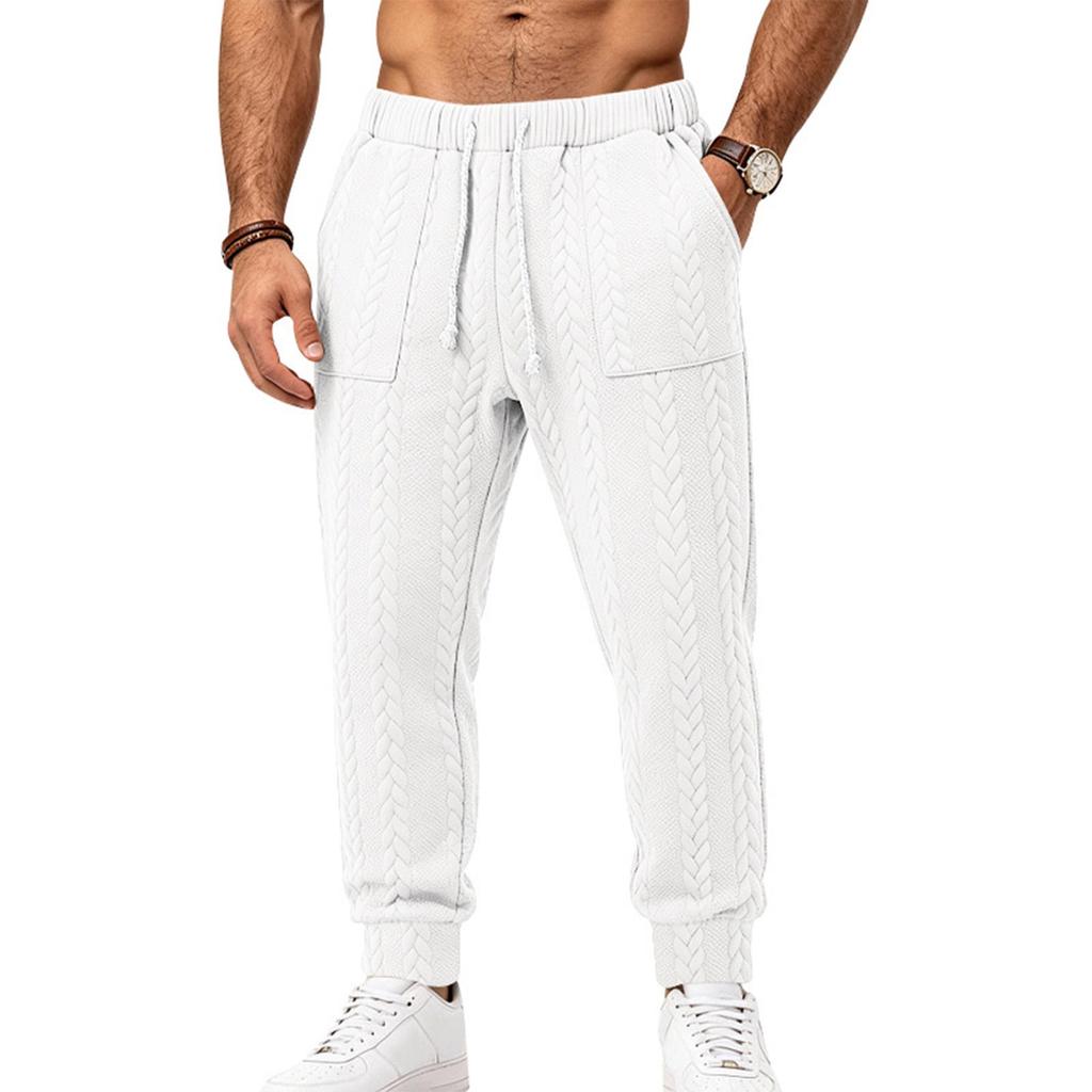 Herren Zopfmuster Jogginghose mit elastischen Bündchen und