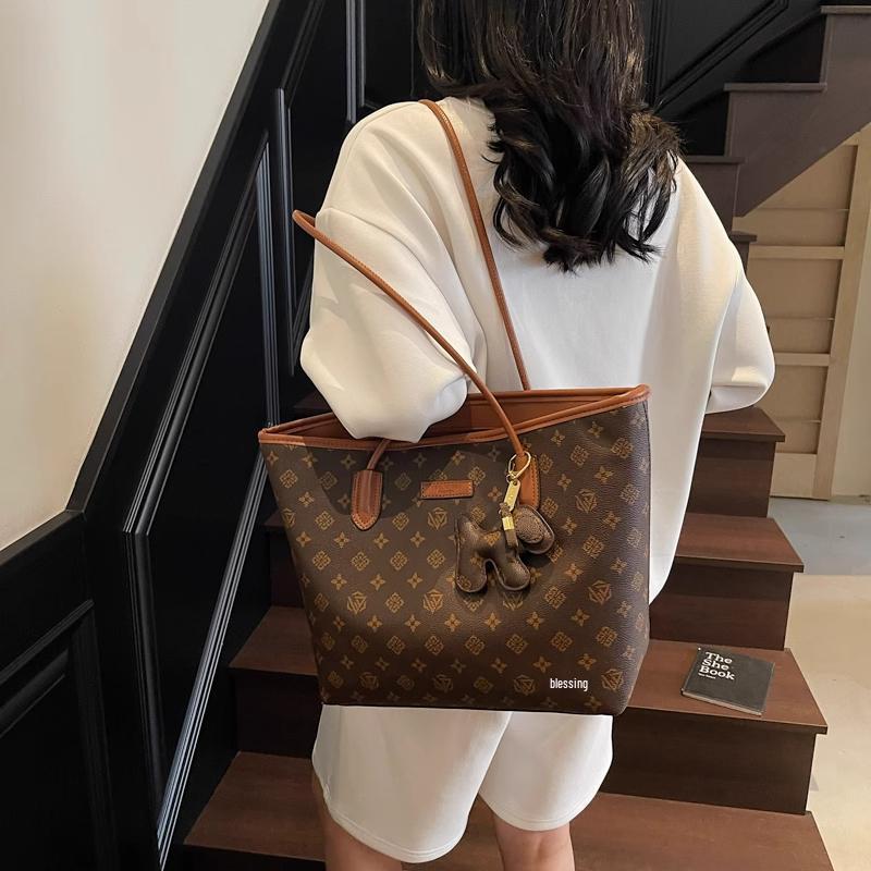 Women's Large Capacity Retro Floral Tote Bag - Luxury, Versatile Shoulder & Crossbody Style