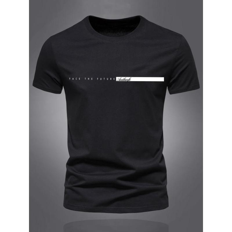 Summer Men's Casual Sports Loose Oversized Simple Letter Pattern Printed Round Neck Short Sleeved T-shirt Top