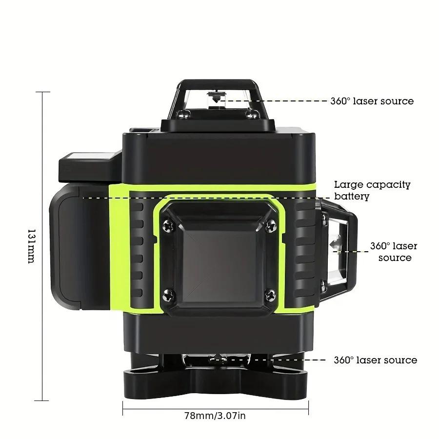 Portable 16-Line Green Laser Level with Tripod and Floor Stickers