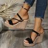 Summer Platform Wedge Women Shoes Sexy Peep Toe Ankle Strap Slip-On Slingback Sandals Comfortable Lightweight Sandalias Black