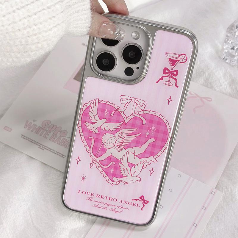Zhitai iPhone 16 Electroplated Drip Glue Pink Case with Silver Edges for iPhone 12 Pro