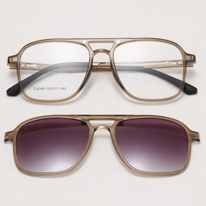 TR90 Magnetic Cover Glasses Double Beam 2-in-1 Men's Glasses Frame Polarized Sunglasses Optical Prescription Frame Women TJ2193