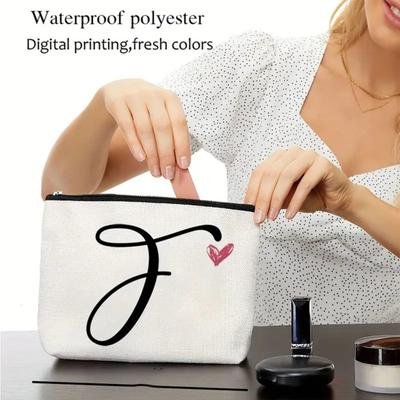 Cosmetic Bag Stylish Letter Pattern Makeup Storage Bag Zipper Closure Travel Makeup Organizer for Women Mom Friends