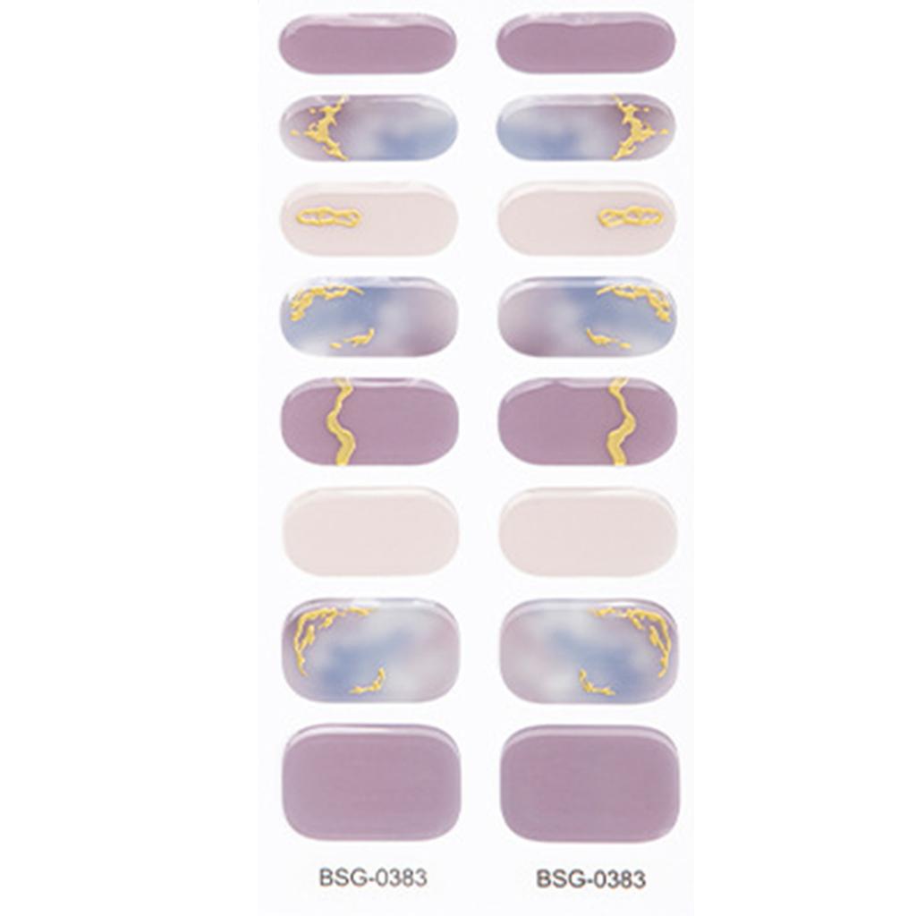 Self-Adhesive Gel Nail Stickers Full Nail Wraps Nail Decals Semi-Cured Polish Strips Nail Art Decoration for Women Girls