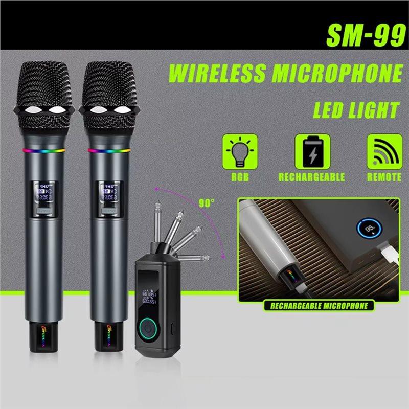 Wireless Microphone UHF Fixed Frequency 2 Channels Handheld Mic Micphone For Party Karaoke Professional Church Meeting