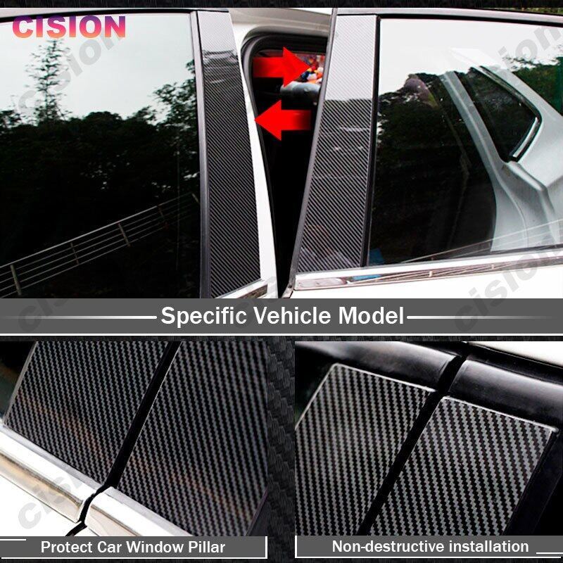 For Subaru Forester SJ 2014-2018 8Pcs Carbon Fiber Car Door Window B C Pillars Post Cover Trim Middle Column PC Material Sticker