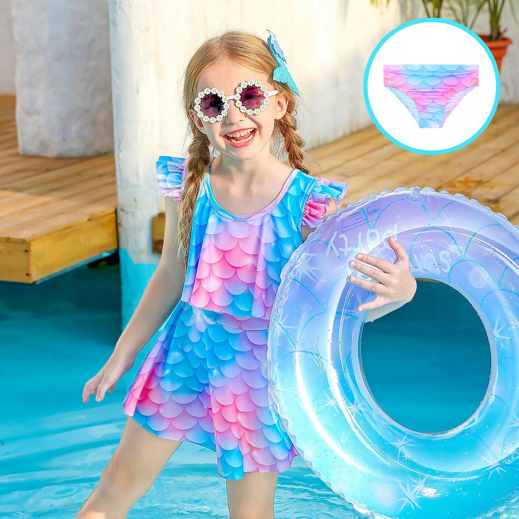 Maillot de bain une pièce jupe sirène d'été pour enfants européen et américain, robe, maillot de bain protection solaire pour fille, vêtements de plage
