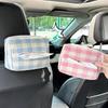 Multi-scene Checkered Fabric Car Napkin Cover, Elastic Strap Mountable Auto Tissue Box Sleeve for Car Home Sofa Desk Decoration