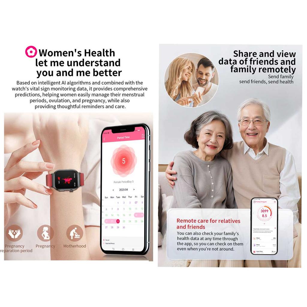 2025 Nursing Health Smart Watch Men ECG Heart Rate Blood Pressure Body Analysis Heart Rate Call Smartwatch