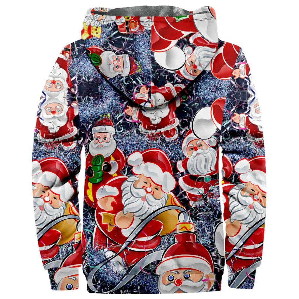 Pánská bunda s vánočním potiskem Pánská jarní a ležérní trendy bunda na zip s kapucí