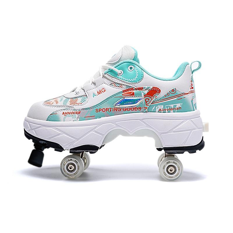 

Телескопические роликовые коньки складные двухрядные деформируемые двухцелевые многофункциональные спортивные туфли со встроенными тормозами 43