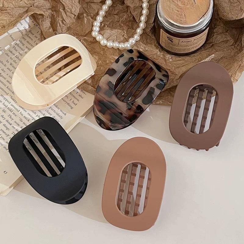 Presilha de Cabelo Oval da Moda para Mulheres Novo Design Leopardo Fosco Curvado Plano Modelador Barretes Acessórios de Cabelo
