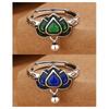 Adjustable Open Ring Women Men Vintage Floral Lotus Design Enamel Copper Jewelry Boho Chic Statement Accessory