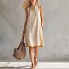 European and American summer new women's clothing women's V-neck sleeveless casual loose cotton and linen dress