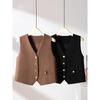 Mode Dames Mouwloos V-Hals Kort Gilet Pak Jas Lente Herfst Gevoerd Gilet Casual Top