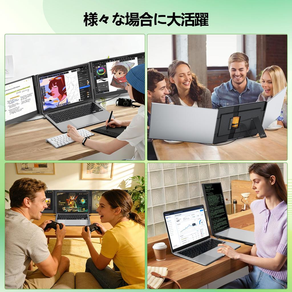 Laptomo P7 Triple FHD 1080P IPS Dual Monitor for Mobile Portable Plug and Compatible with and Inch PCs Monitor, 15.6-inch Laptops, Monitor,