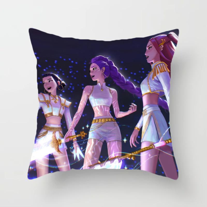 New K-Pop Demon Hunter Girl Group Animation Throw Pillow Peripheral Animation Printed Throw Pillow Game Chair Cushion Home Cushion