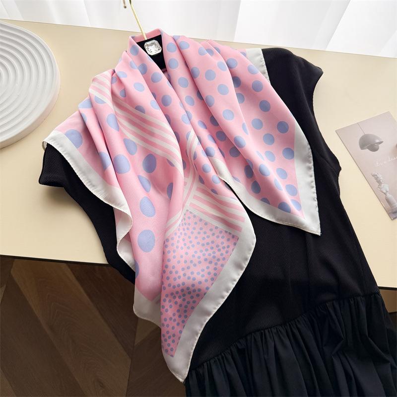 Simple wind polka dot simulation silk printing silk scarf small square scarf high-end shawl sunscreen neck scarf headscarf scarf