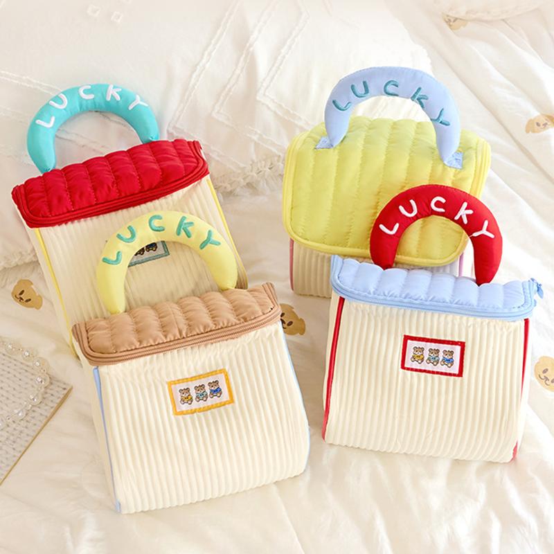 Cartoon House Shaped Cosmetic Bag Cute Large Capacity Wide Opening Makeup Zipper Organizer Portable Toiletry Bag for Women