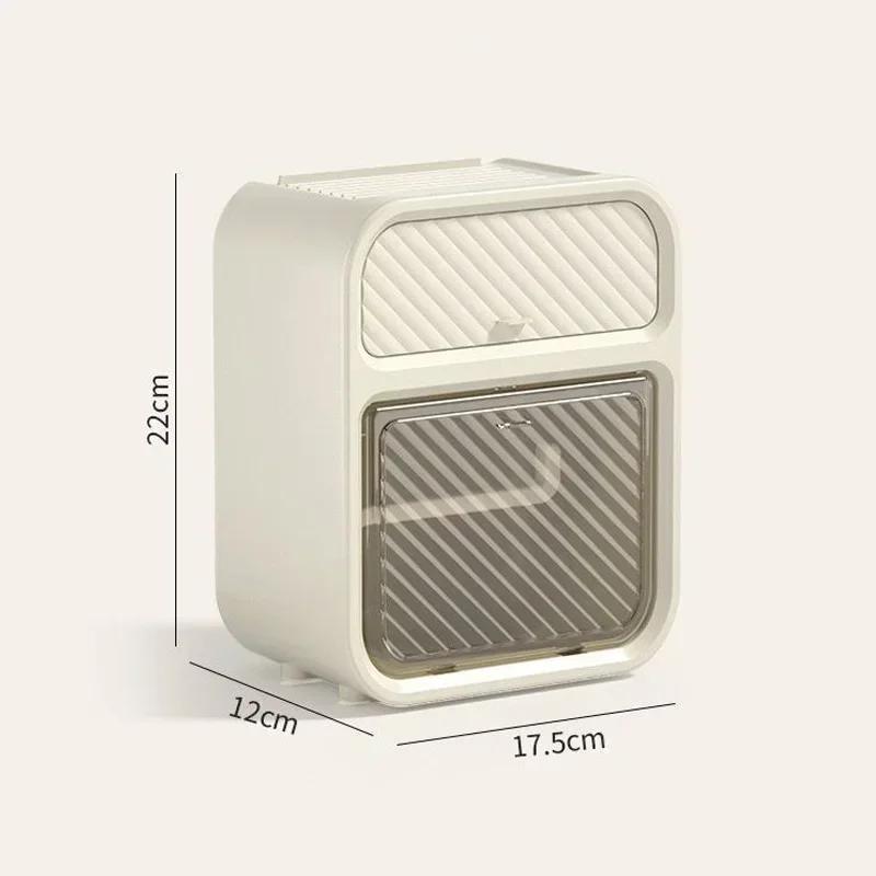 Toilet tissue box, wall mounted roll paper tube, paper drawer, storage, bathroom double layer storage rack toilet roll holder