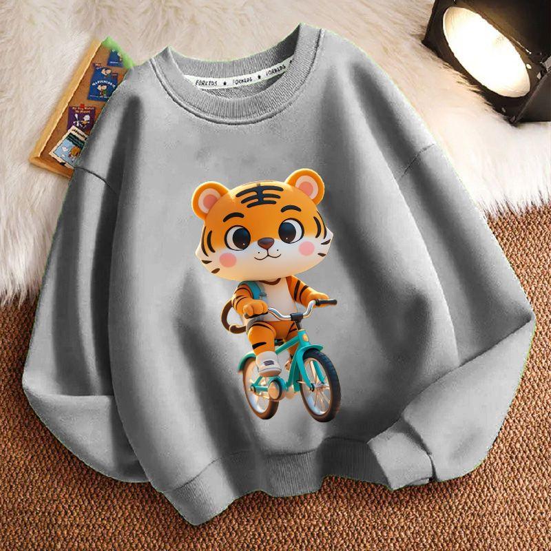 Roztomilá mikina s kapucí pro děti s malým tygříkem, ležérní top pro chlapce a dívky na jaro a podzim