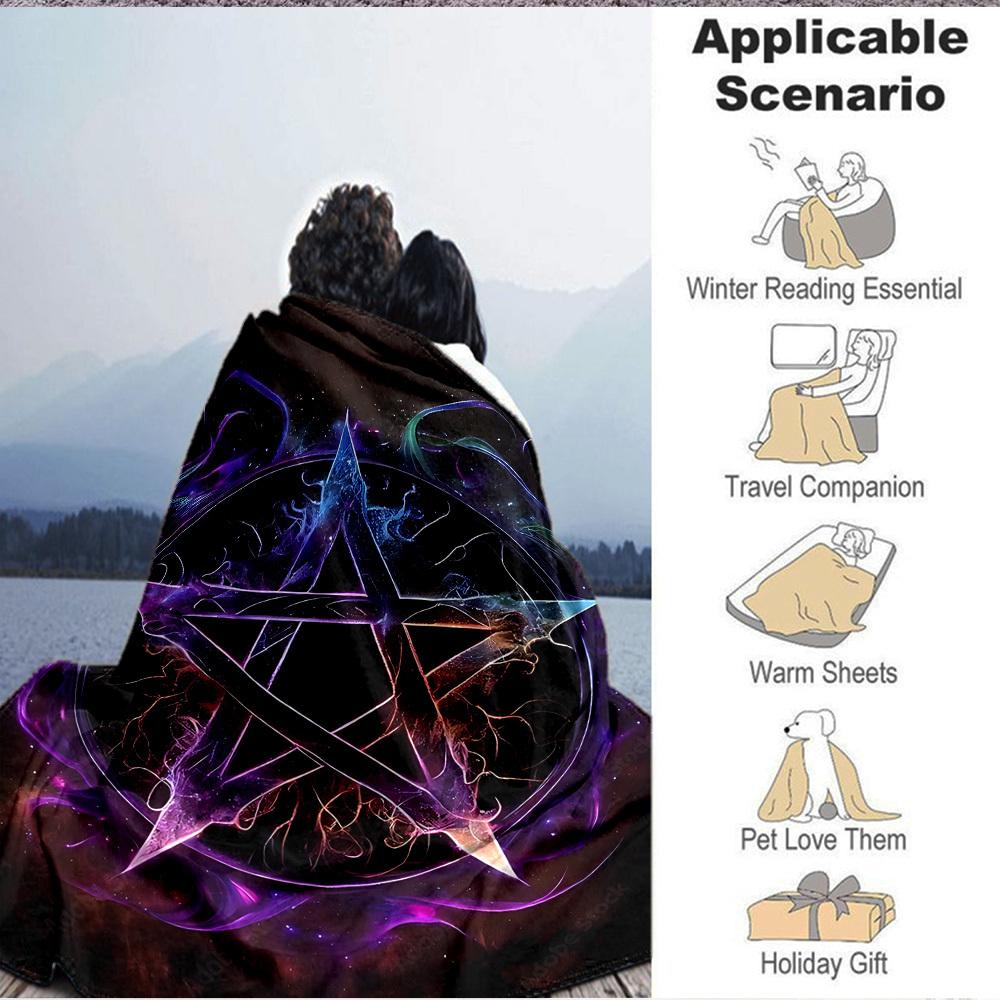 1pc Witchcraft Symbol Blanket, Lightweight Flannel Throw Blanket for Sofa, Bed, Travel, Camping, Living Room, Office, Couch051