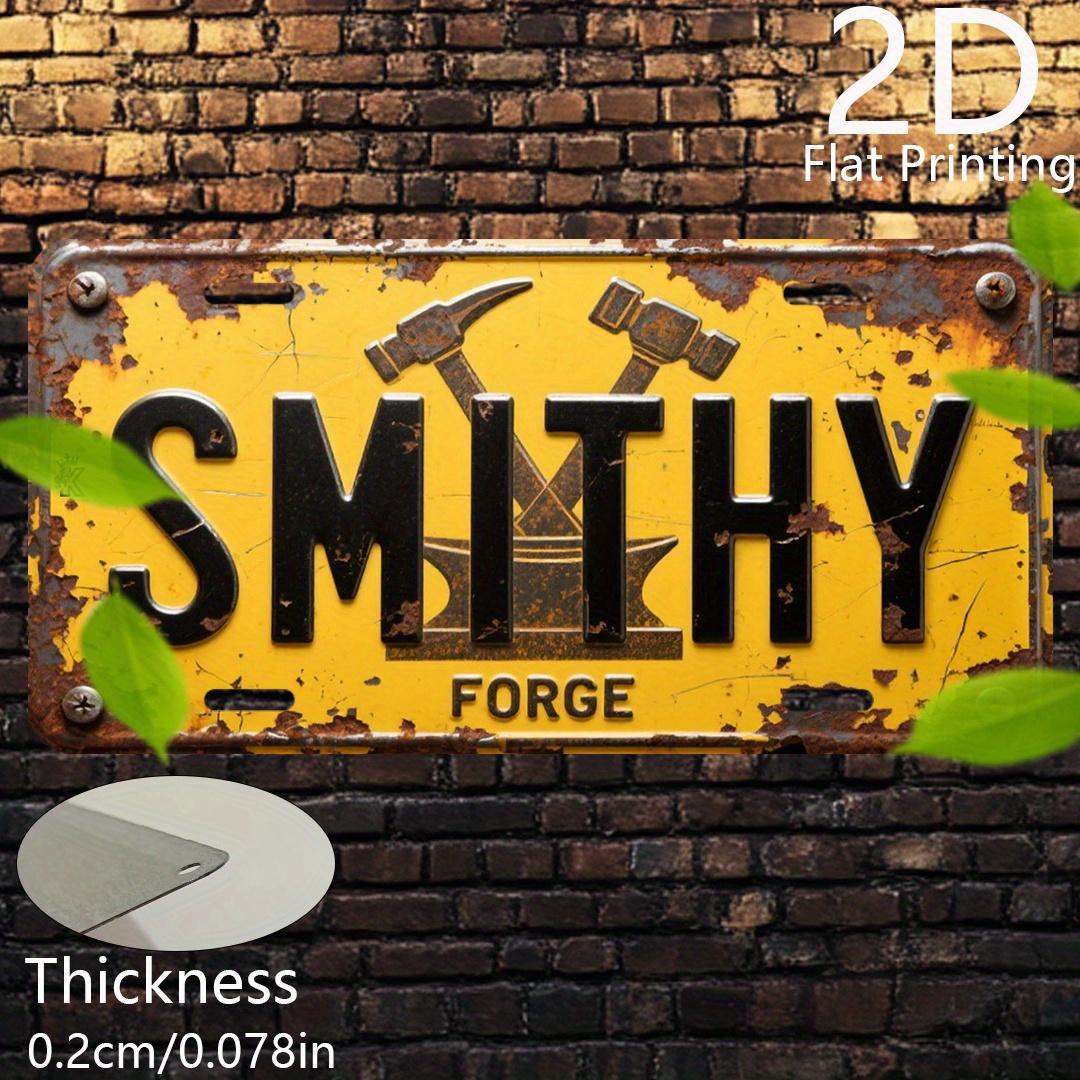 2D Плоский, 1 шт. Винтажная индустриальная вывеска SMITHY Forge - Сверхпрочная металлическая алюминиевая табличка, Декор кузнечной мастерской, Гараж 15x30cm(5.9x7.8inch)