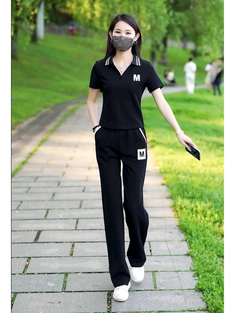 Women's Summer 2025 Fashion: Short Sleeve Top & Wide Leg Pants Set