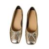 2025 autumn non-slip one-pedal single shoes women's new leather soft-soled beanie shoes silver retro flat-soled grandma shoes
