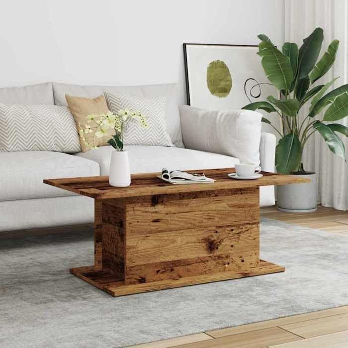 VidaXL Table basse vieux bois 102x55,5x40 cm bois d'ingénierie, table d'appoint, table de salon, table latérale, bout de 856806