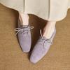 Fashion NEW Spring/Autumn Women Loafers Square Toe Low Heel Shoes Sheep Suede Leather Shoes for Women Lace-up Women Pumps Concise Shoes