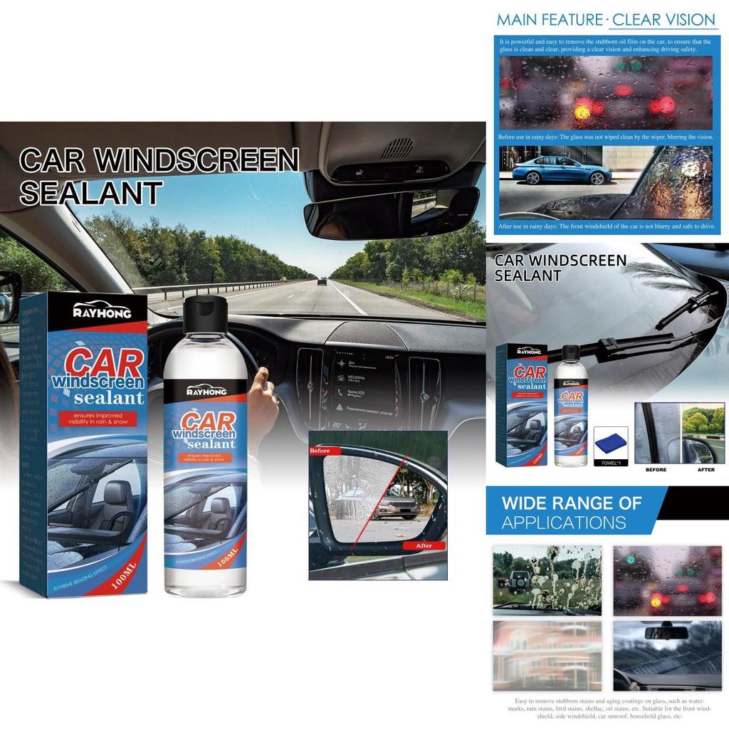 Rayhong Automotive Windshield Sealant Premium Windshield Cleaner Anti Fog And Water Resistant 100ml With Towel