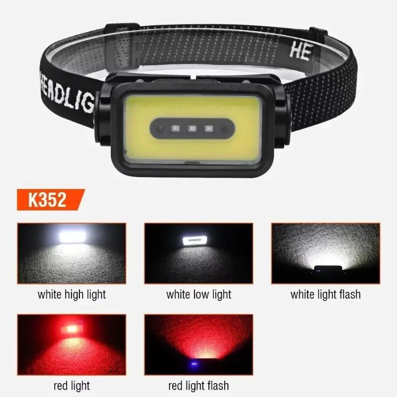 USB Rechargeable Headlamp 18650 Battery LED Headlight Waterproof Portable Head Flashlight Hiking Camping Head Cycling Torch
