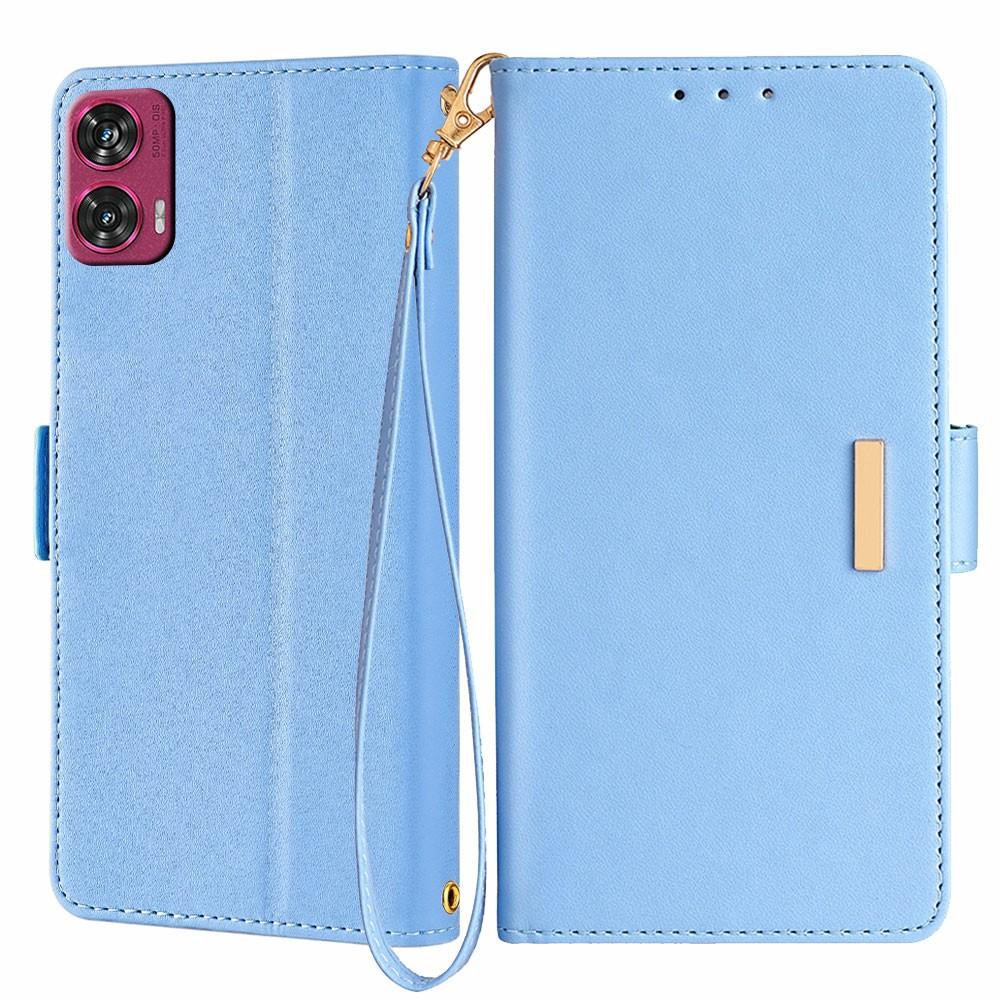 

For Motorola Edge 50 Fusion 5G Leather Wallet Case RFID Blocking Stand Cover with Hand Strap C