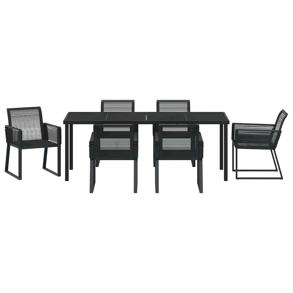 Garden Dining Set 7 pcs Black Powder Coated Steel
